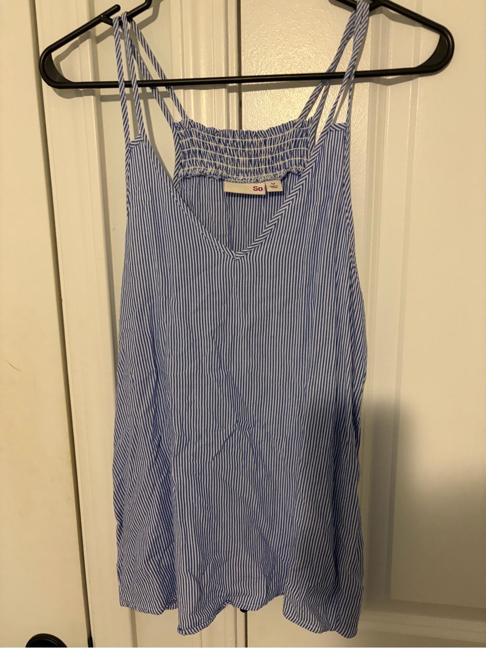 SO Blue and White Striped V-Neck Camisole